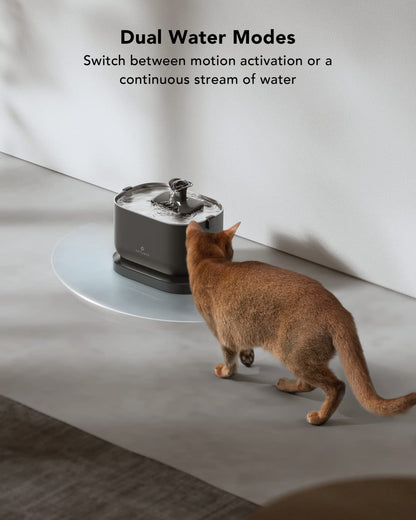 PETLIBRO Cat Water Fountain, Cordless Pet Water Fountain Battery Operated, 2.5L/84oz Dockstream Water Fountains for Cats Indoor, Cat Fountain with Stainless Steel Tray, Easy to Clean BPA-Free