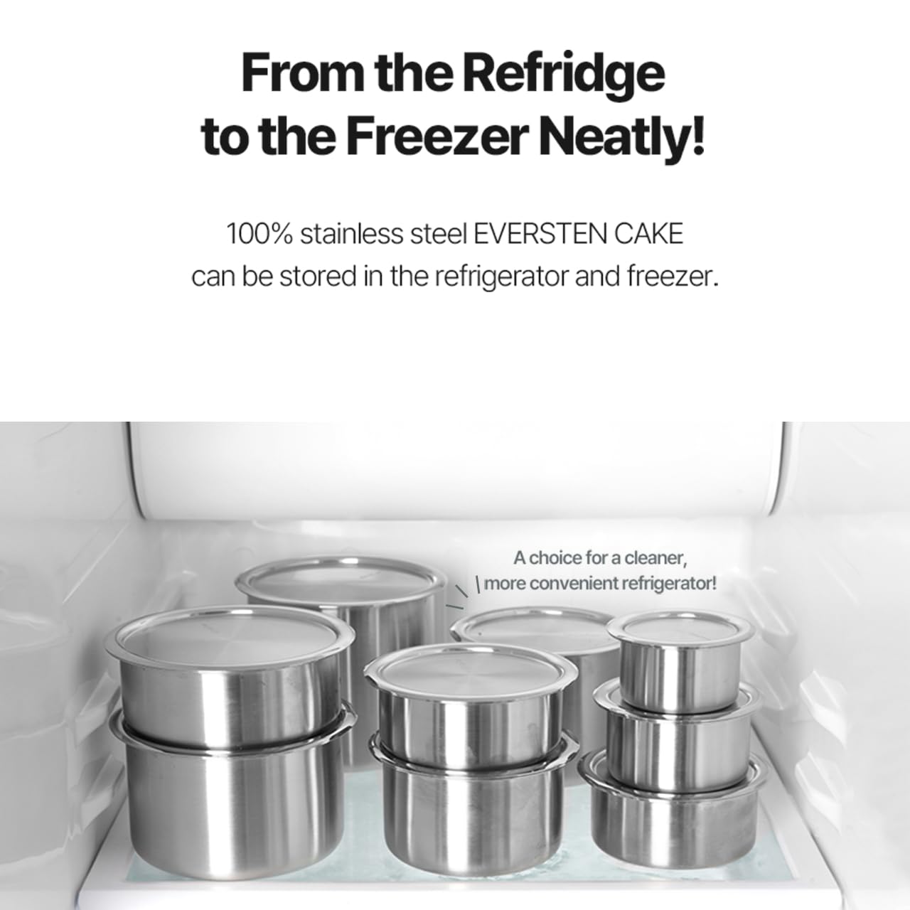 EVERSTEN CaKE 5PCS Stainless Steel Food Storage Containers With Lids 5PCS Canister Set Kitchen Appliances Dishwasher Safe Premium South Korea