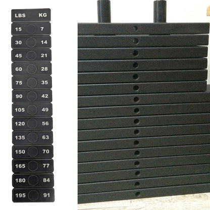 Gym Weight Stack Number Stickers for Fitness Equipment PP Plastic Labels for 15-195 lbs Training Weights Clear Marking for Quick Identification