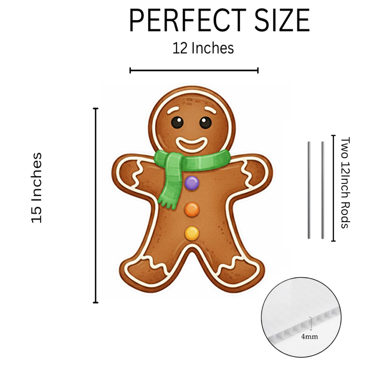 Christmas Gingerbread Man Ginger Bread Classic Yard Sign for Home Decor and Lawn Decoration With Stakes, Green Merry Christmas Sign Tree Cookie (Green)
