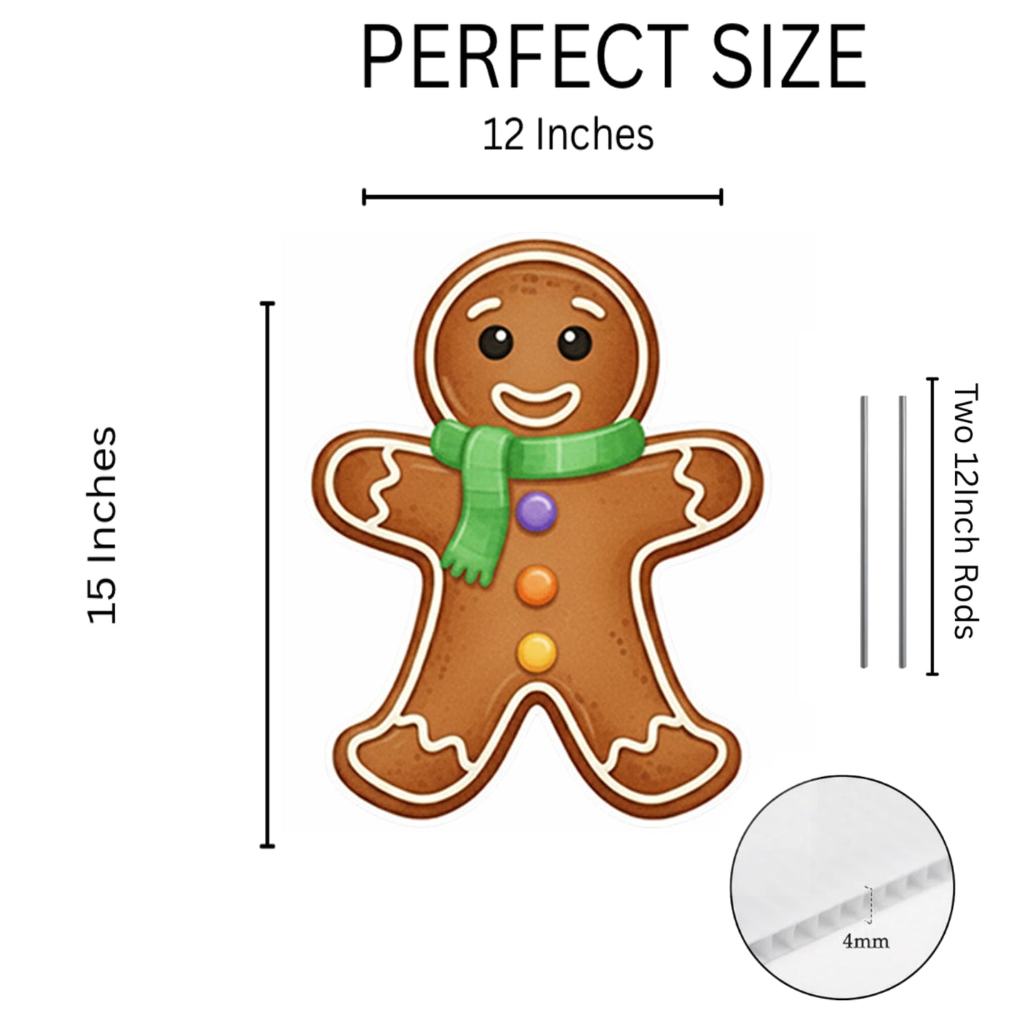 Christmas Gingerbread Man Ginger Bread Classic Yard Sign for Home Decor and Lawn Decoration With Stakes, Green Merry Christmas Sign Tree Cookie (Green)