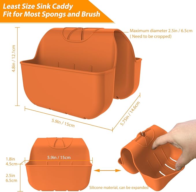 Sponge Holder for Kitchen Sink, Silicone Sink Saddle Caddy Organizer Rack