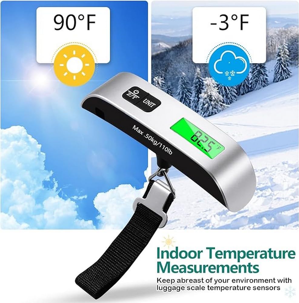 Blendura Digital Luggage Scale, Portable Luggage Weight Scale, Hanging Suitcase Weigher for Travel, Suitcase Scale with Temperature Measurement Function 110 lb/ 50KG Capacity