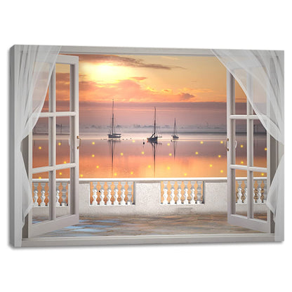 alottagifts Vacation Ocean View Lighted Canvas Wall Art Print 16" x 12" With Timer | LED Canvas Wall Art Print Design | Modern Artwork for Living Room (Vacation Ocean View, 16" x 12")