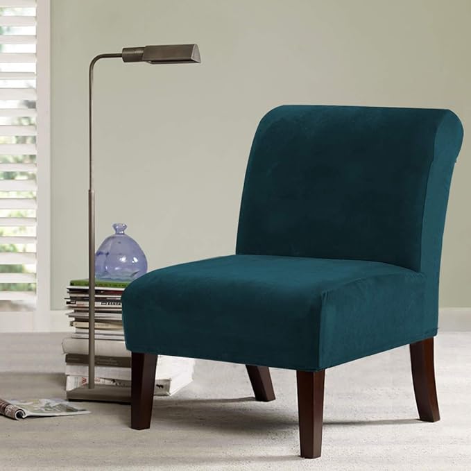 H.VERSAILTEX Armless Accent Chair Covers Thick Velvet Armless Chair Slipcovers