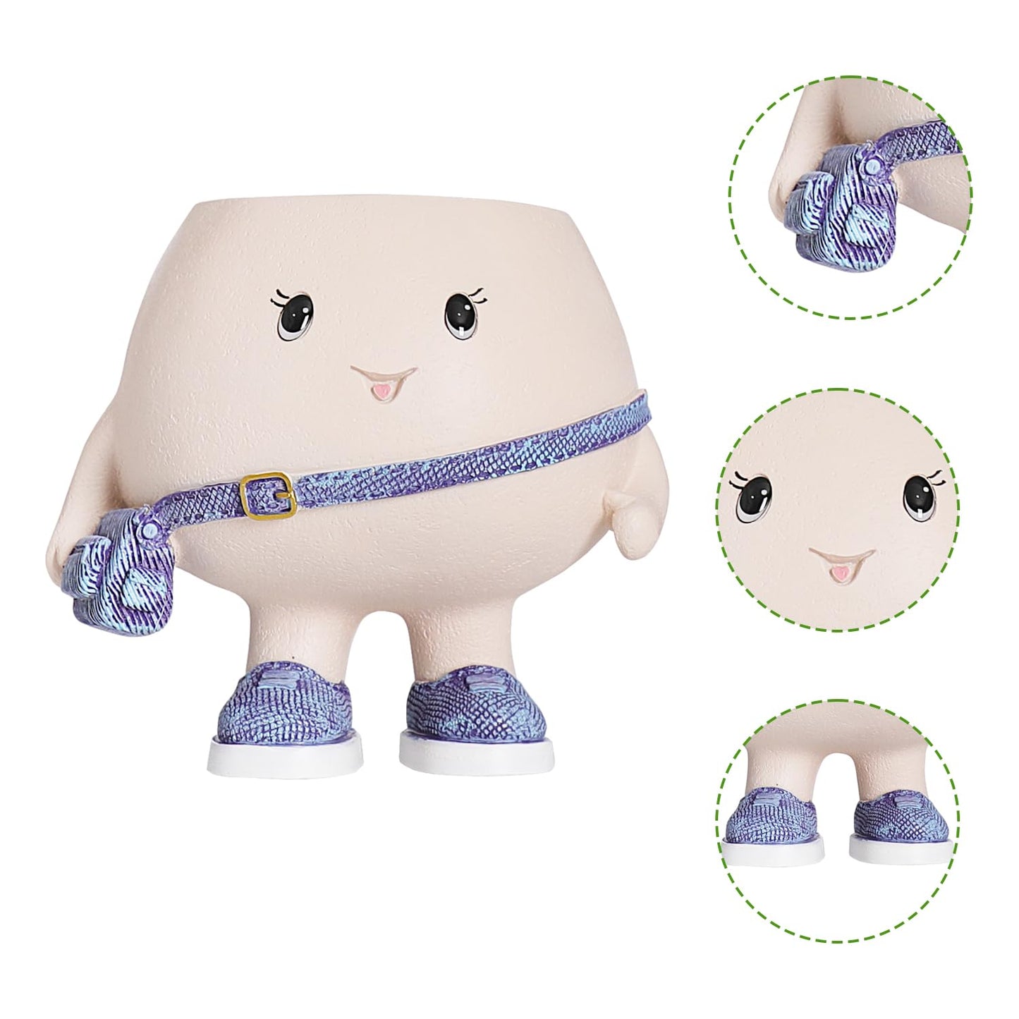 UMESONG Smily Face Planter Pot with Cute Bag Resin Head Planters for String of Pearls Plant Live Unique Succulent Pots with Drainage Hole for Indoor Outdoor Plants Gift IdeaI for Mother Day
