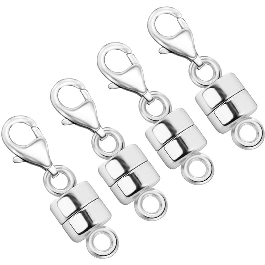 OHINGLT Magnetic Necklace Clasp Extra Strong, Silver Plated Magnet Jewelry Clasps Converters for Bracelet Necklaces Chain