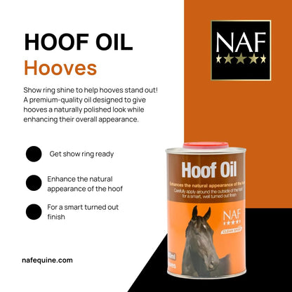 NAF Hoof Oil 500ml – Traditional Gloss Finish for Horse Hooves – Enhances Appearance & Maintains Hoof Health – Ideal for Daily Use & Show Preparation