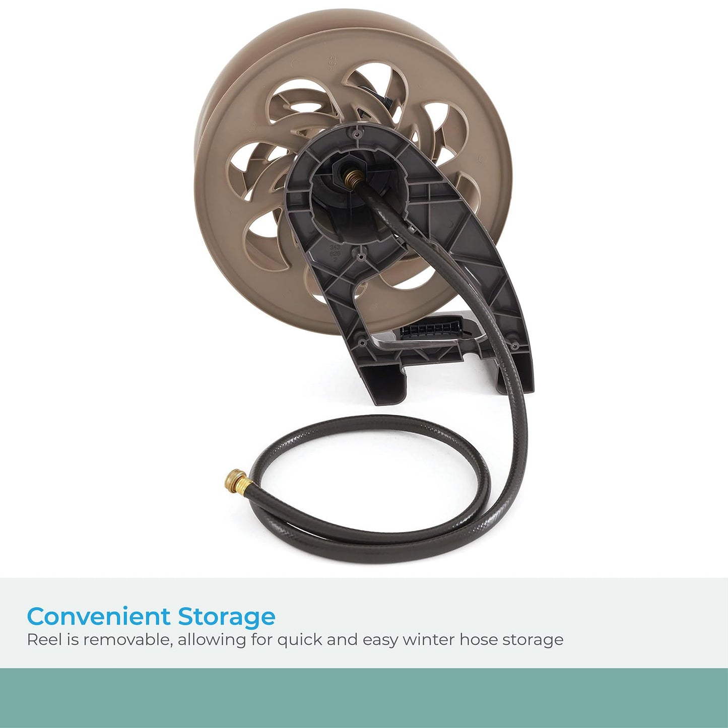 Suncast 125 ft. Sidetracker Wall Mount Garden Hose Reel with Guide, Dark Taupe