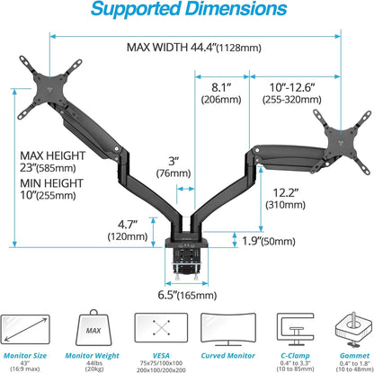 AVLT Dual Monitor Arm and Reinforcement Plate