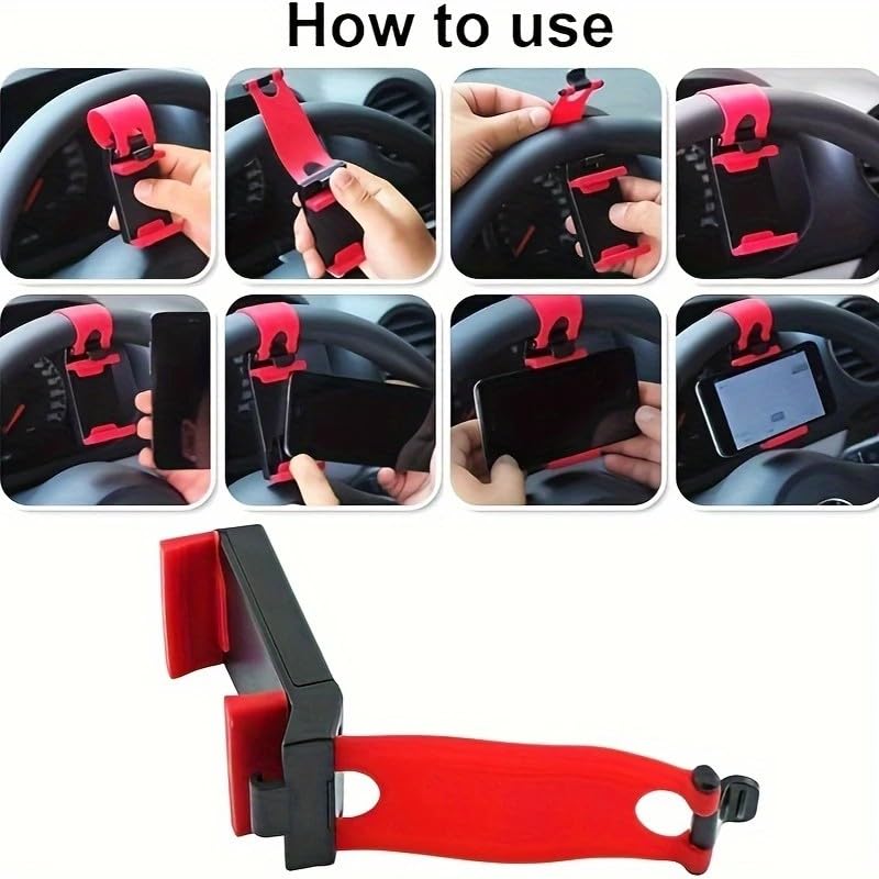 Universal Steering Wheel & Bike Phone Holder|Durable Adjustable Clip Mount for Car, Motorcycle,Bicycle|Non-Slip Phone Stand (4-7 Inch Screens),Blue.