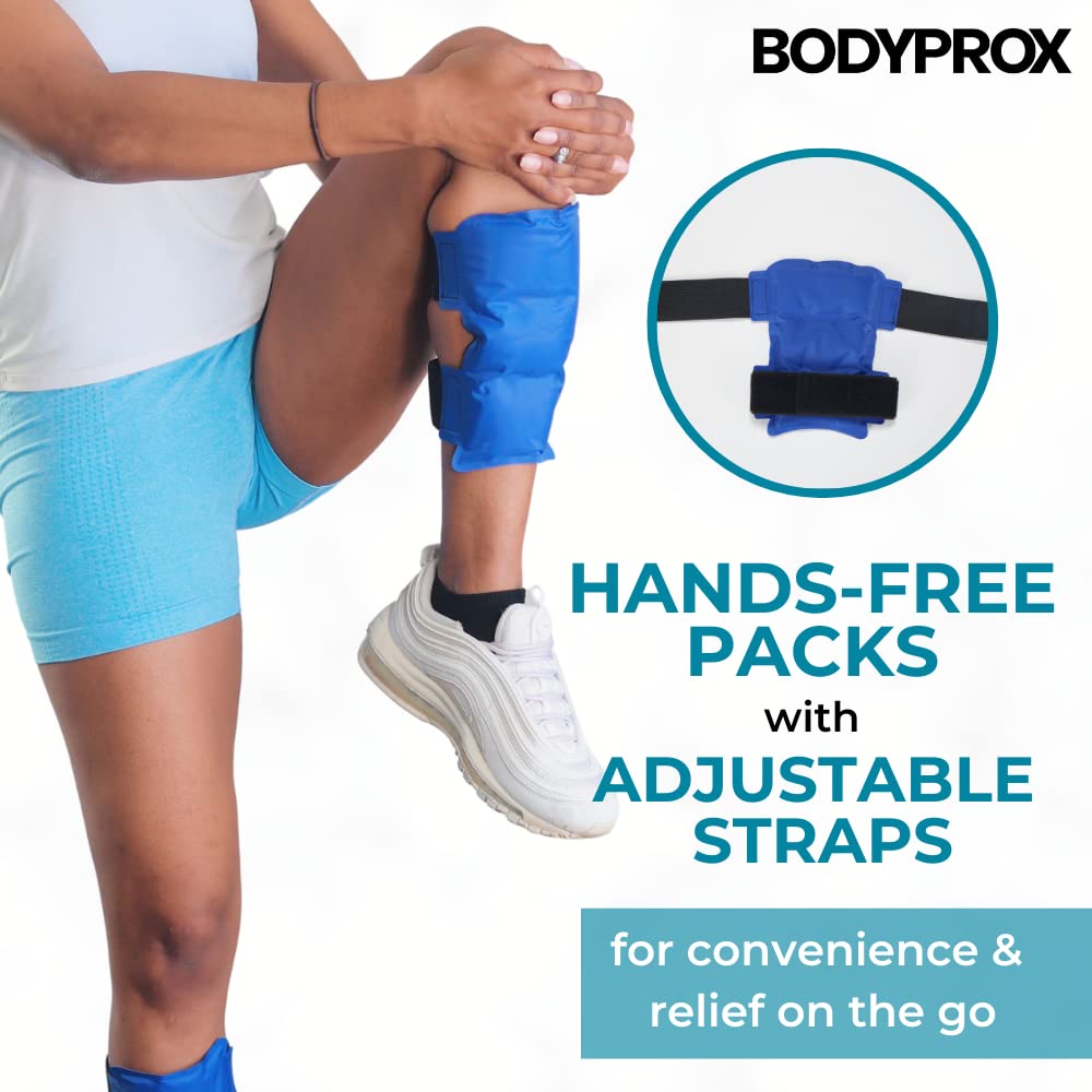 BODYPROX Shin Splint Ice Pack 2 Pack - Reusable Cold and Hot Wrap for Shin Splints Pain Relief, Flexible Ice Pack for Runners