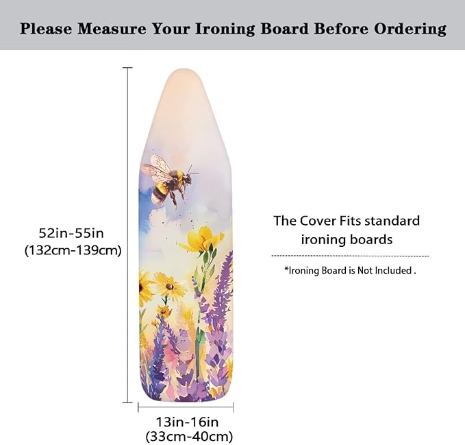 Honeybee Ironing Board Cover and Pad Fits 15" x 54" Standard Boards, Resist