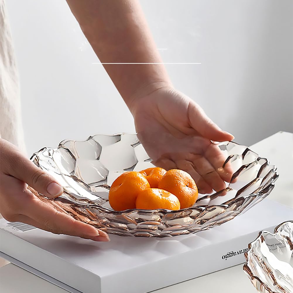 Coafiy 2 Pack Glass Fruit Bowl, Fruit Basket Holder, Crystal Fruit Bowl, Dessert Plate,Decorative Pedestal Bowl,for Table Décor for Home,Office, Wedding Decor, Fruit, Snack, Dessert (Large,Clear)