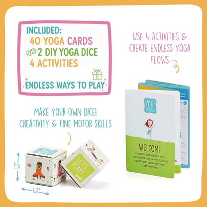 YOGi FUN Yogi Kit Card Game, 40 Yoga Cards Rhyming Game, Award Winning Educational Activities, Includes 2 Cardboard dice. for ADHD, Therapy, Montessori, Waldorf, Classroom