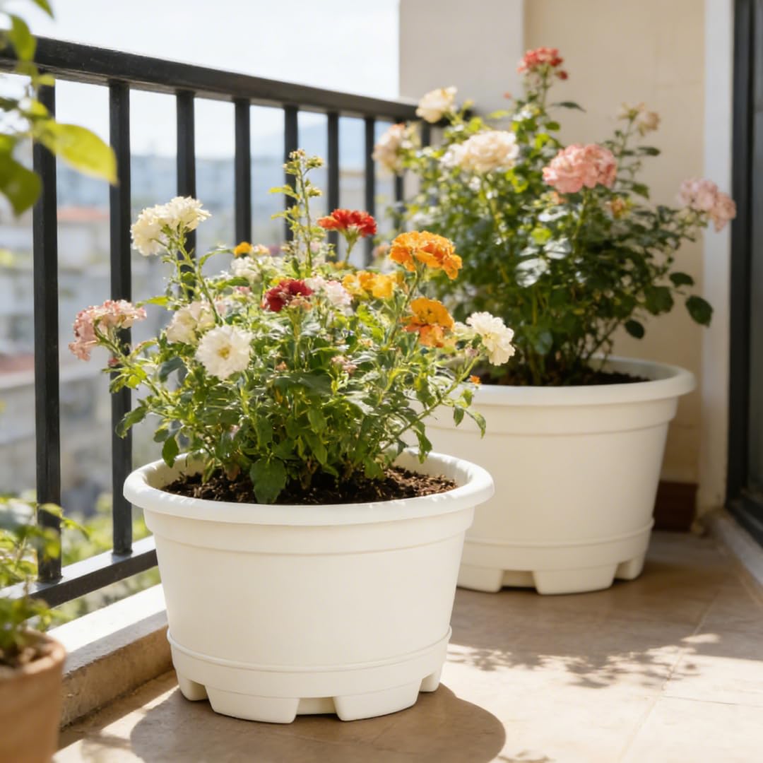 KPUVX 5 Packs 13 inch Plant Pot Modern Decorative Garden Pot with Saucer, Large planters for Outdoor Plants,Decorative Flower Pots