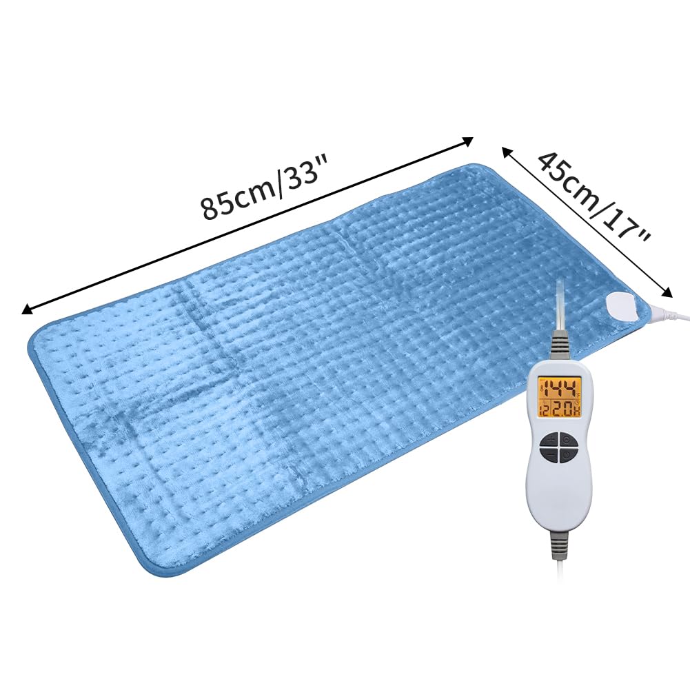 Ambershine 17''x33'' XXXL King Size Heating Pad with 12 Temperature Settings & 4 Auto-Off Countdown Timers, Pain Relief for Back/Neck/Shoulders/Abdomen/Legs, Christmas Gifts for mom dad (Dark Gray)