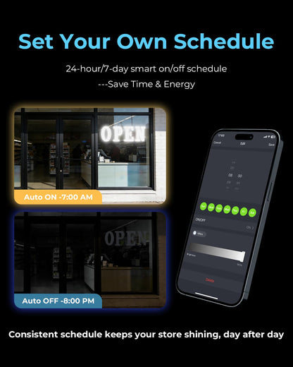 Open Sign for Business, 40"x14" Jumbo Open Sign with Timer and Remote Control, Dynamic Light Modes Led Signs for Storefront Window Bar Salon Cafes Retail Shops White