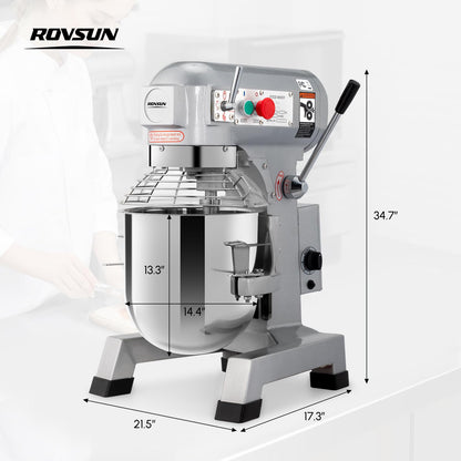 ROVSUN 30QT Commercial Food Mixer, 1100W Commercial mixer with 3 Adjustable Speed, Heavy Duty Electric Stand Food Mixer with Stainless Steel Bowl for Bakery Pizzeria