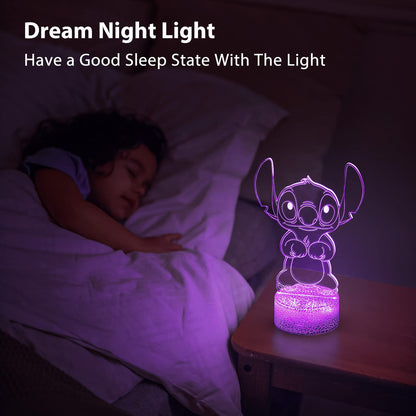 Hoofun Stitch Lamp: 3D Illusion Night Light with Touch & Remote Control, 16 Colours Anime Desk Lamp, Gifts for Girls, Kids Room Decor, Stitch Merch Stuff for Birthday Christmas Holidays