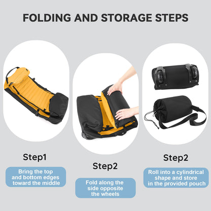 Vrtisa 85L 29“ Foldable Rolling Backpack with Wheels, Soft-side Travel Duffle Bag with Separate Shoe Compartment, Full Quilted Bottom, Yellow