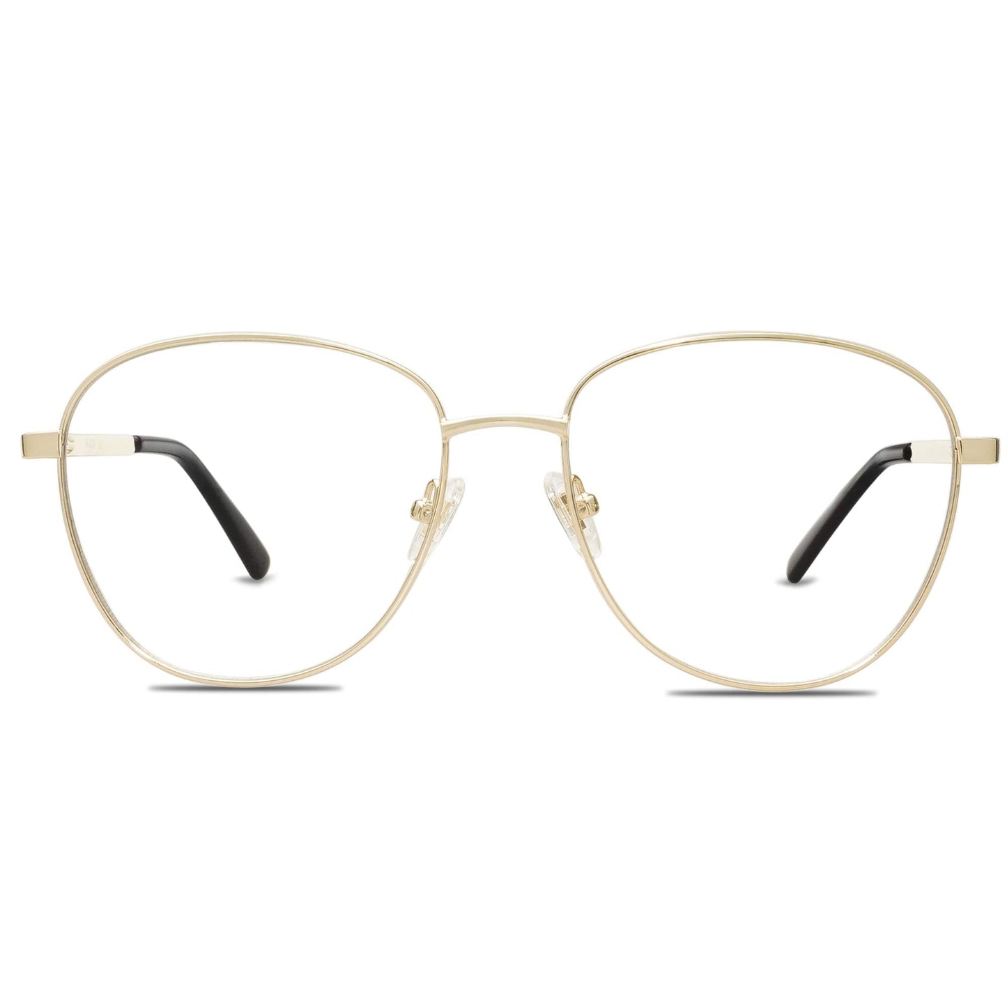 SOJOS Oversized Aviator Blue Light Blocking Glasses for Women Men, Metal Frame Clear Lens Eyeglasses SJ5098, Gold Frame/Anti-Blue Light Lens
