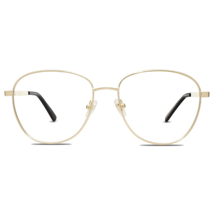 SOJOS Oversized Aviator Blue Light Blocking Glasses for Women Men, Metal Frame Clear Lens Eyeglasses SJ5098, Gold Frame/Anti-Blue Light Lens