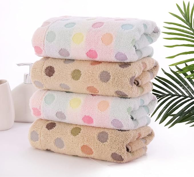 Pidada Hand Towels Set of 2 Colorful Polka Dot Pattern 100% Cotton Soft