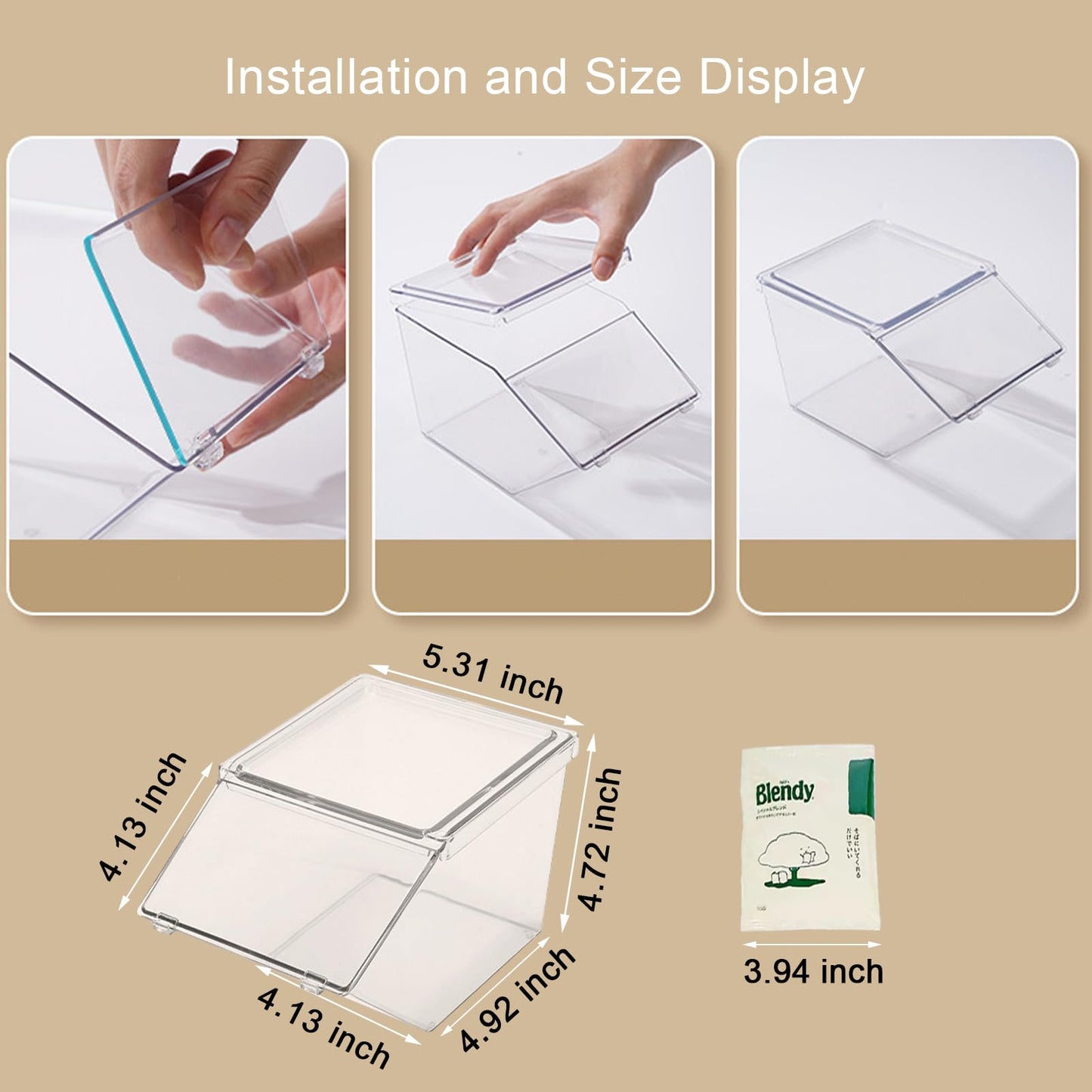 LLGWGL Stackable Tea-Bag Holder Organizer - Box Storage Organizer, Clear Coffee and Tea Organizer for Counter Tops, Kitchen Cabinets, Pantry, 2 Pack