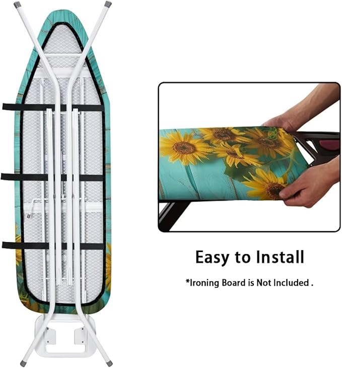 Wooden Sunflower Ironing Board Cover and Pad, Resist Scorching and Staining