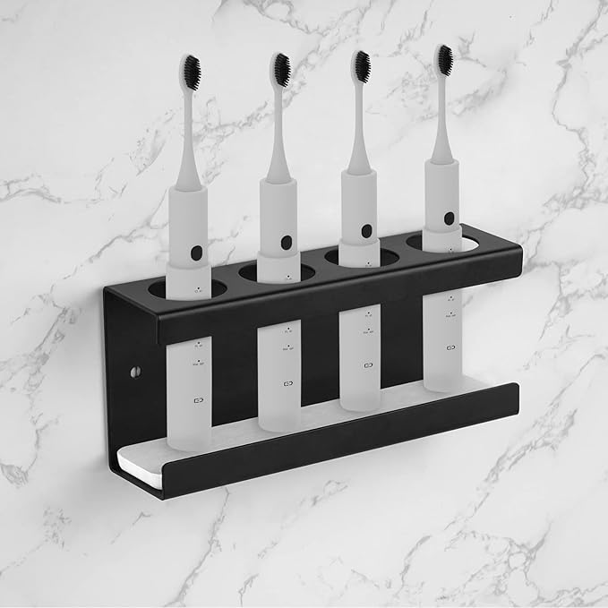 Wall Mounted Electric Toothbrush Holder, 4 Slots Stand