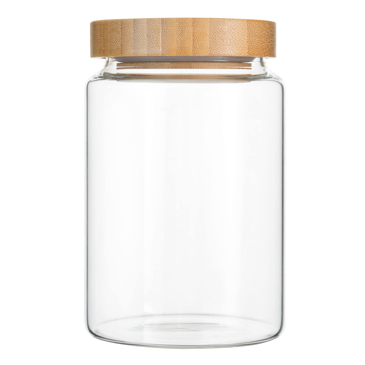 MOLADRI 900ML/30Oz Clear Cute Glass Storage Canister Holder with Airtight Bamboo Lid, Modern Decorative Medium Container Jar for Coffee, Spice, Candy, Salt, Cookie, Condiment, Pepper, Sugar