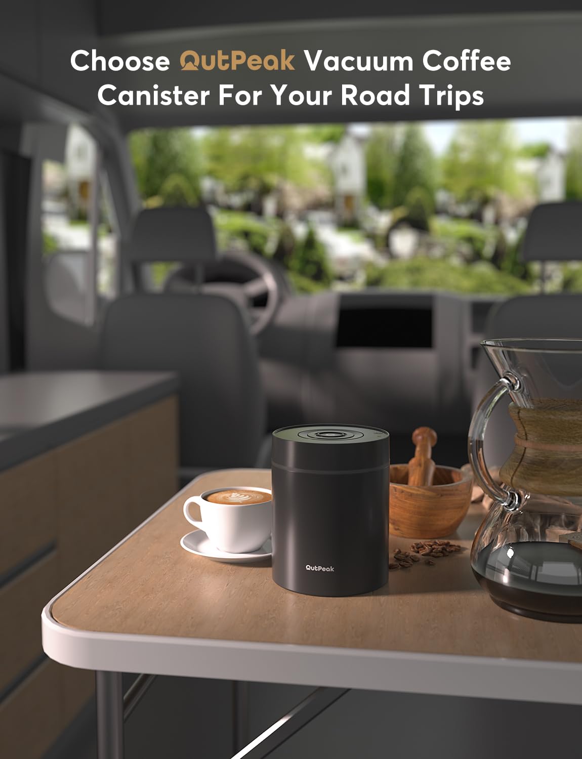 OUTPEAK Auto Vacuum Coffee Canister: 1.5L for 17.6oz, 0.5L for 4.6oz Coffee Beans (Set of 3)