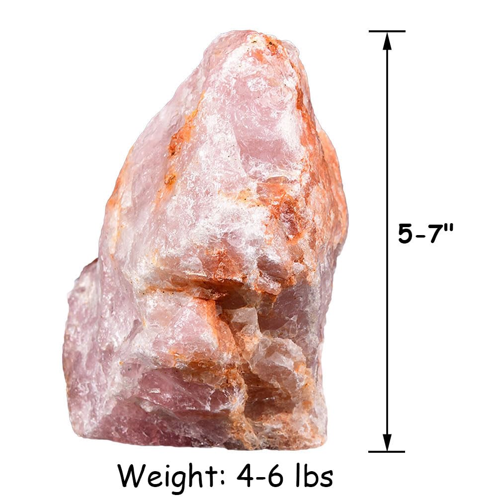 JIC Gem 4-6 lbs Rose Quartz Crystals Lamp, Natural Crystal Night Light Lamp Hand Carved Pink Table Lamp Home Decoration 5-7"