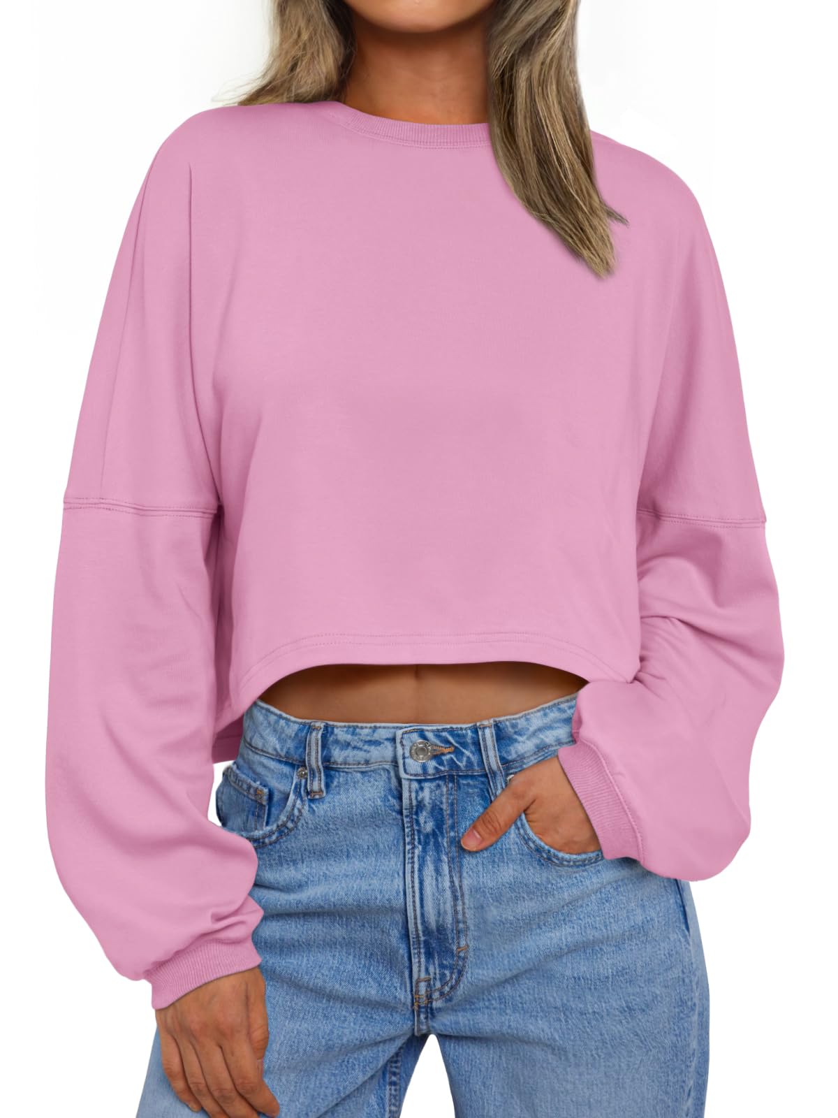 Trendy Queen Cropped Sweatshirts for Women Oversized Crewneck Sweaters Long Sleeve Tops Fall Winter Clothes 2025