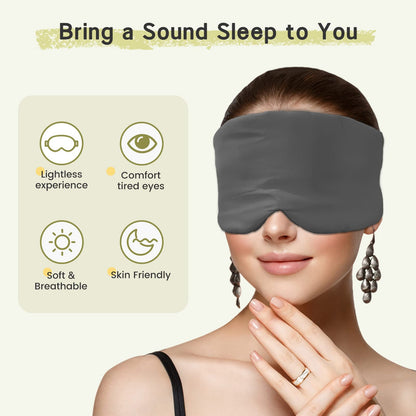 100% Handmade Bamboo Sleeping Eye Mask for Women for Men,Night Masks,Organic Sleep Mask,Blockout Eye Mask for Sleeping,Large Size Adjustable (Navy Blue)