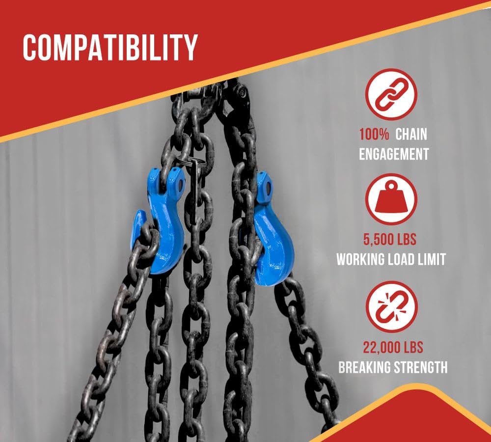 Mytee Products 5/16" Grade 100 Cradle Clevis Grab Hook for Lifting - 5,500 LBS WLL Heavy Duty Tow Chain Hook for Trailer/Truck Transport