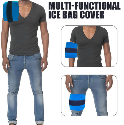 2PCS 5"x17" Ice Pack Sleeve - Reusable and Multi-use Ice Pack Bag for Cold Compress for Inflammation, Pain Relief of Shoulder, Thighs, Back with Adjustable Strap