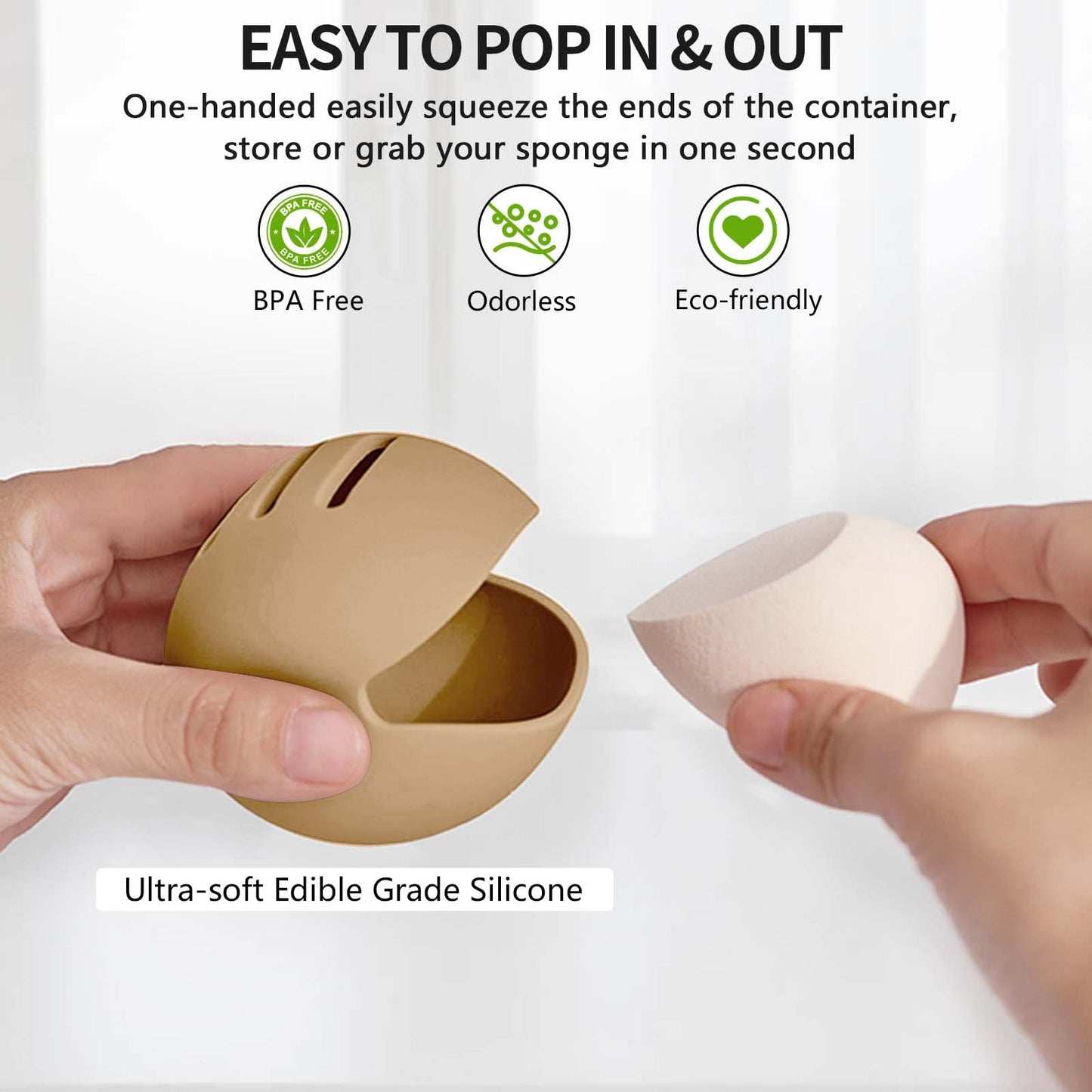 2 Pcs Makeup Sponge Holder,Double-Sided Breathable Silicone Beauty Blender Holder for Travel or Daily,Shatterproof Make-up Travel Case Quick Drying Easy to Carry,Grey+Pink