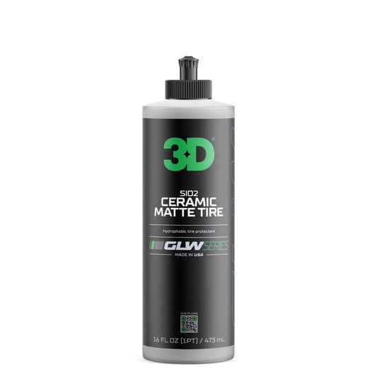 3D GLW Series SiO2 Ceramic Matte Tire Shine | Deep Matte Finish Tire Protectant | Hydrophobic & UV Resistant | Anti-Fade, No Sling | Pro Car Detailing |16 oz
