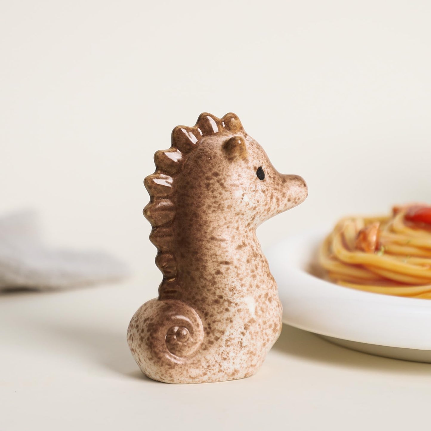 Bicuzat Ceramic Cute Sea Horse Salt & Pepper Shakers Set, Hand-Painted Sea Animals Salt and Pepper Shakers, 2 PCS Set