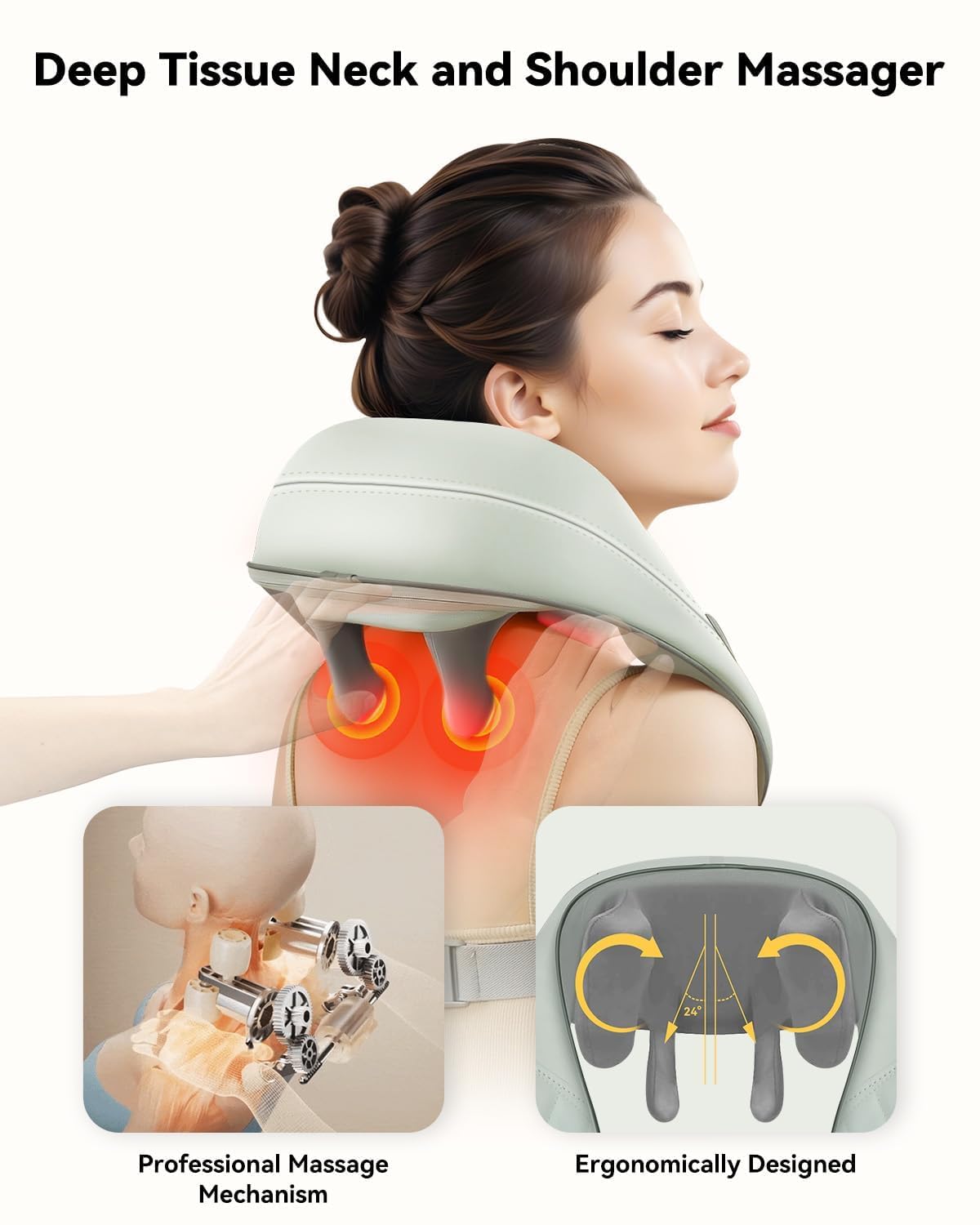 Snailax Cordless Neck Shoulder Massager with Heat for Pain Relief Deep Tissue, Upgarded 4D Kneading, Shiatsu Back Neck Massager Pillow for Neck, Shoulders Back, Gifts for Men Women Mom Dad