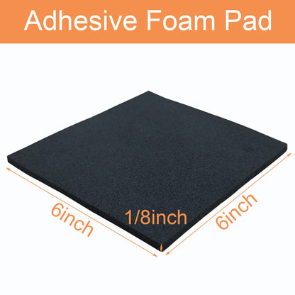 8 Pcs Black Adhesive Foam Padding, Closed Cell Foam Sheet 1/8" Thick 6 Inch X 6 Inch, Adhesive Neoprene Rubber Pad Self Stick Anti-Slip Anti Vibration Pad (6inX 6inX 1/8in, 8)