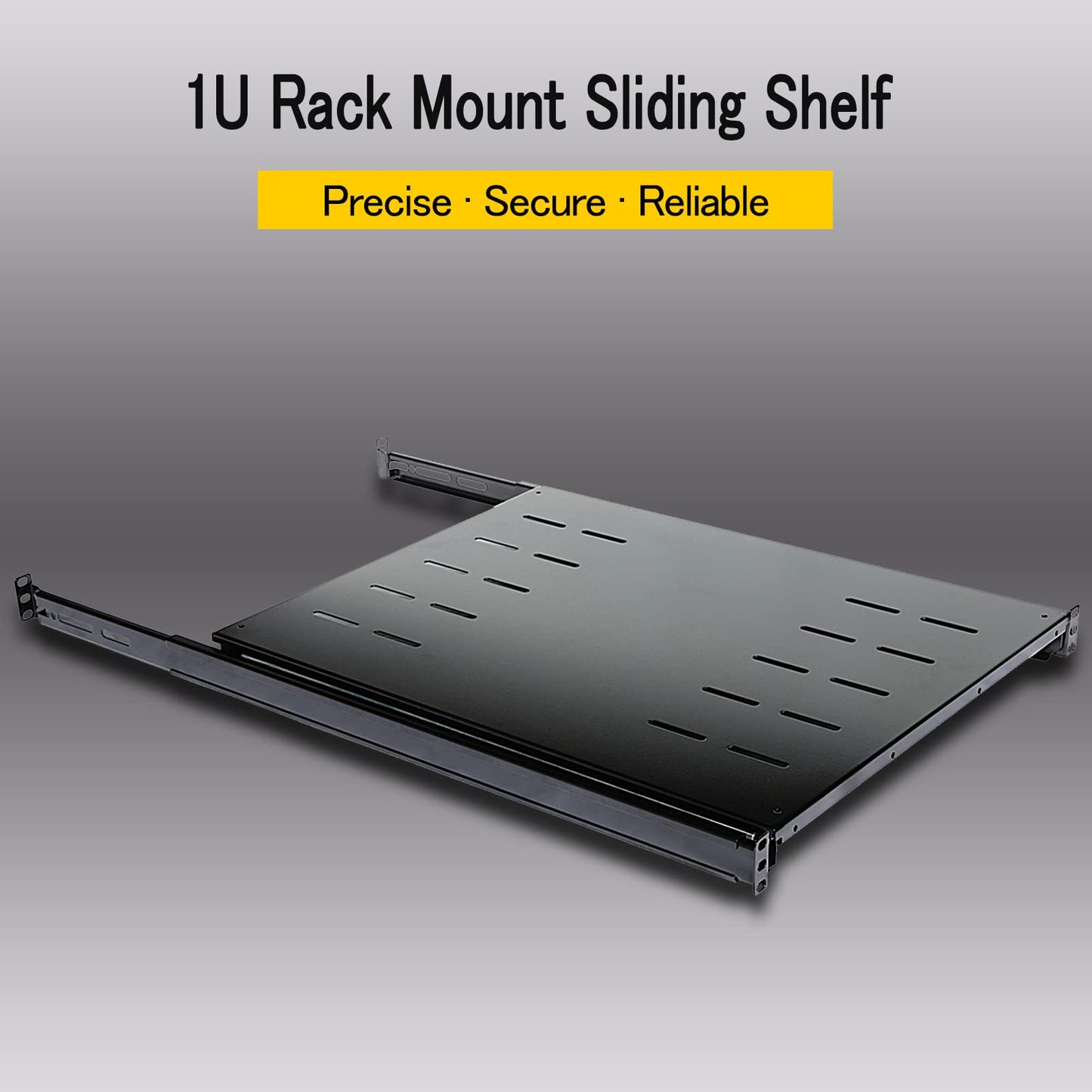 RAISING ELECTRONICS Sliding Fixed Rack Server Shelf 1U 19inch 4 Post Rack Mount-Adjustable 24inch-32inch