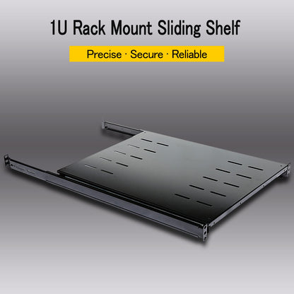RAISING ELECTRONICS Sliding Fixed Rack Server Shelf 1U 19inch 4 Post Rack Mount-Adjustable 24inch-32inch