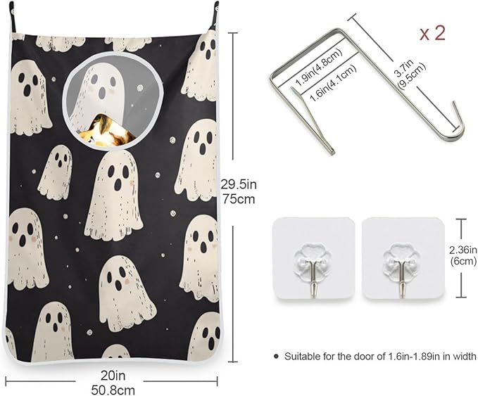 Cute Halloween Ghost Black Hanging Laundry Hamper Door Hampers Bag Basket