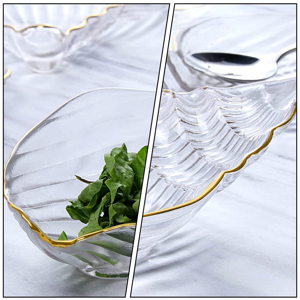 DOITOOL Sea Shell Bowl Glass Salad Plate Sauce Dishes Sushi Plate Dessert Plate Appetizer Plate Fruit Plate Serving Dishes for Home Kitchen