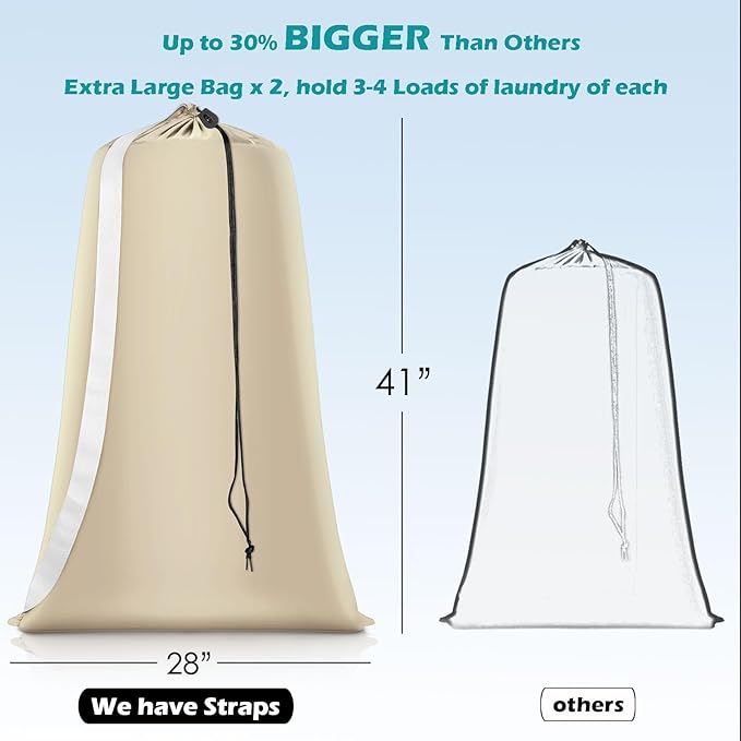 Heavy Duty Laundry Bag 2 Pack XL Nylon Laundry Bags
