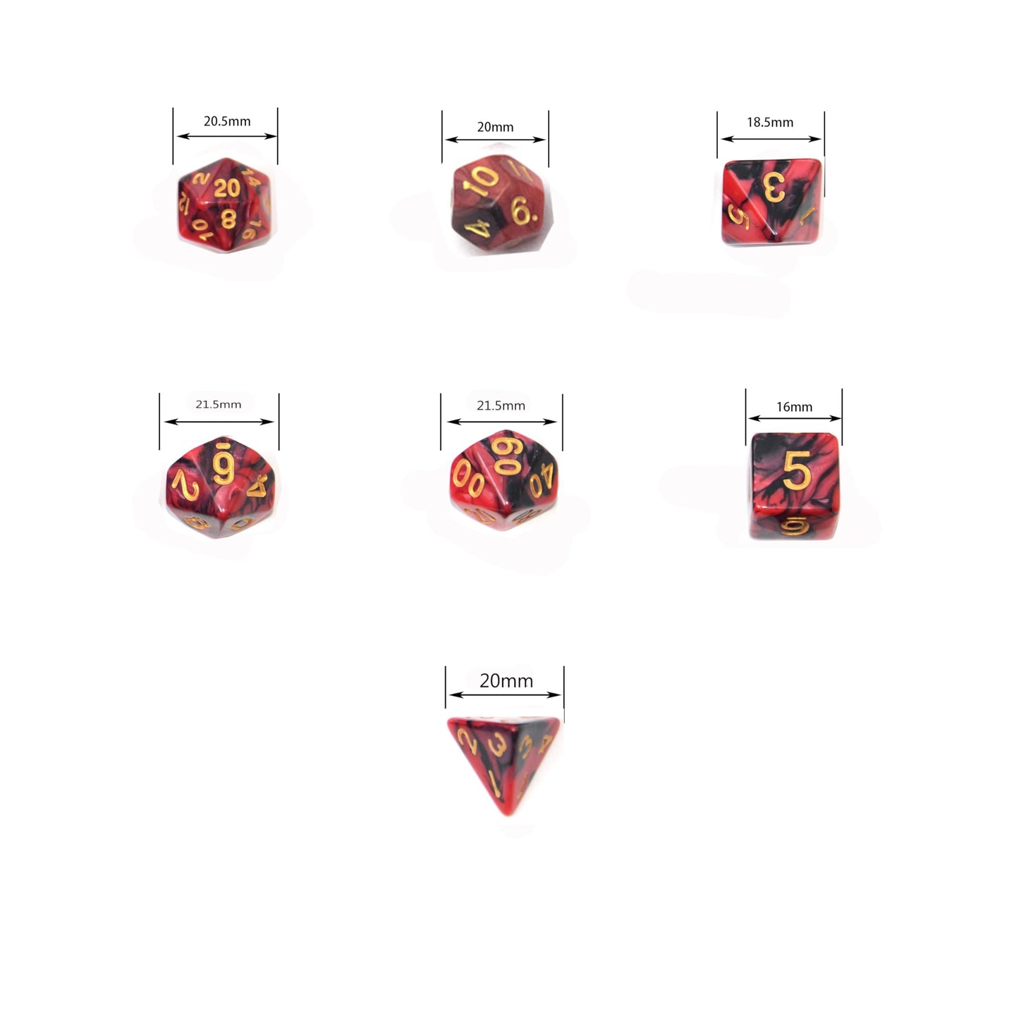 SmartDealsPro 5 x 7-Die Double-Colors Polyhedral Dice Sets with Pouches for D&D DND RPG MTG Dungeon and Dragons Table Board Roll Playing Games D4 D6 D8 D10 D% D12 D20