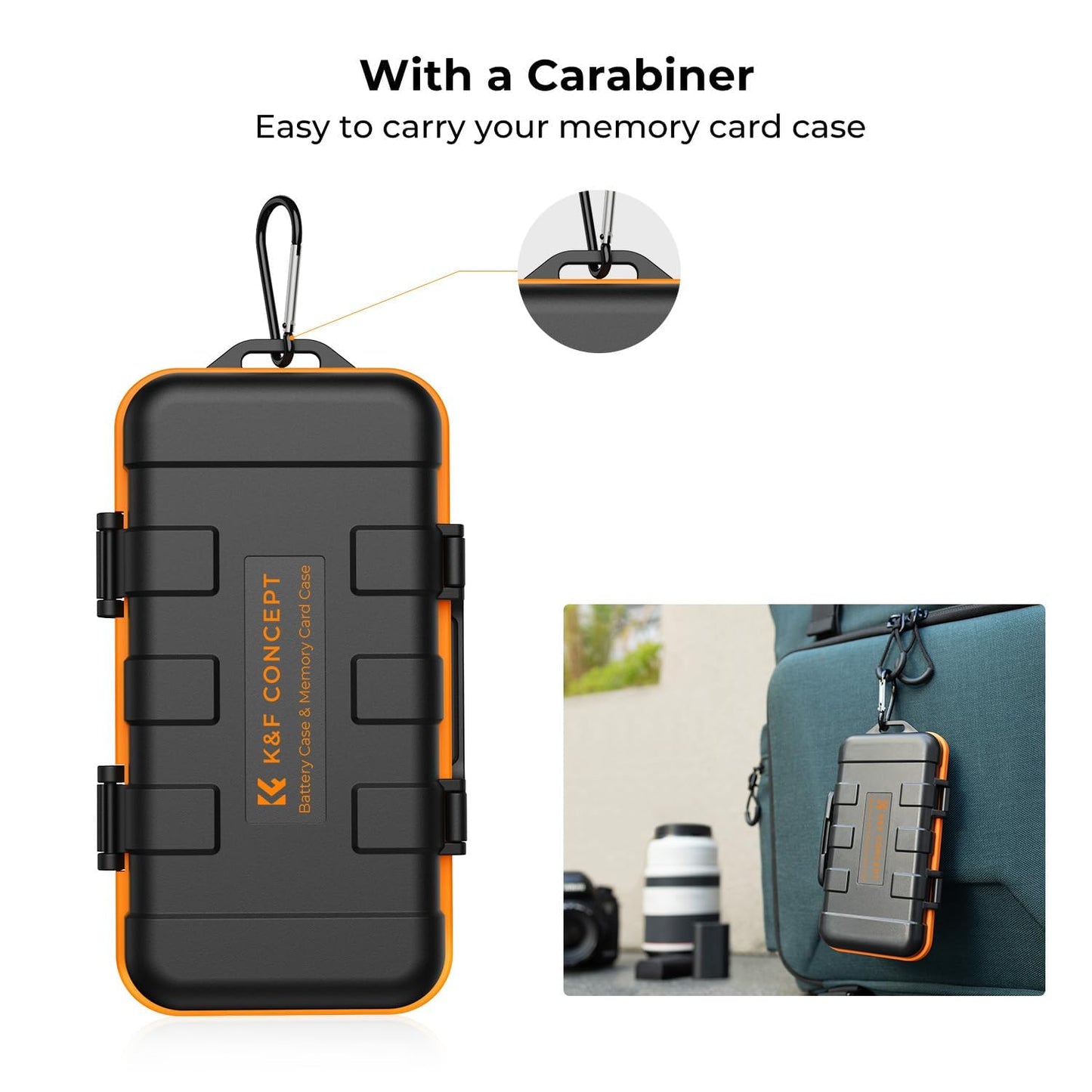 K&F Concept Camera Battery SD Card Holder Case for 4 SD Cards, 6 Micro SD TF Cards, 2 CF Cards or 2 XDQ Cards, 8 AAA or 2 Camera Batteries, NP-FZ100 Batteries